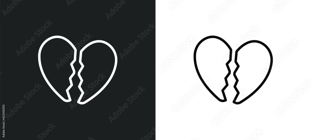 Aufkleber broken heart icon isolated in white and black colors. broken heart outline vector icon from shapes c