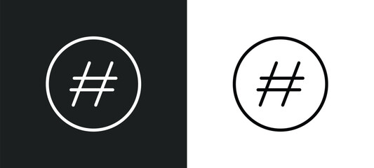 hash key icon isolated in white and black colors. hash key outline vector icon from shapes collection for web, mobile apps and ui.