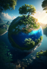 Green ecology world environment day, Generative AI Illustration.
