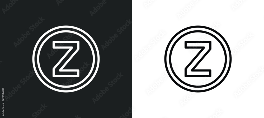 Aufkleber z icon isolated in white and black colors. z outline vector icon from shapes collection for web, mob