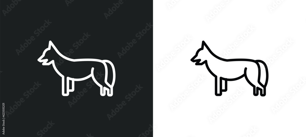 Aufkleber jackal icon isolated in white and black colors. jackal outline vector icon from shapes collection fo
