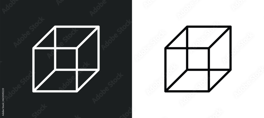 Poster geometry cube icon isolated in white and black colors. geometry cube outline vector icon from shapes