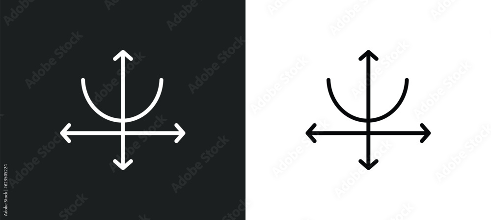 Poster parabola icon isolated in white and black colors. parabola outline vector icon from shapes collectio