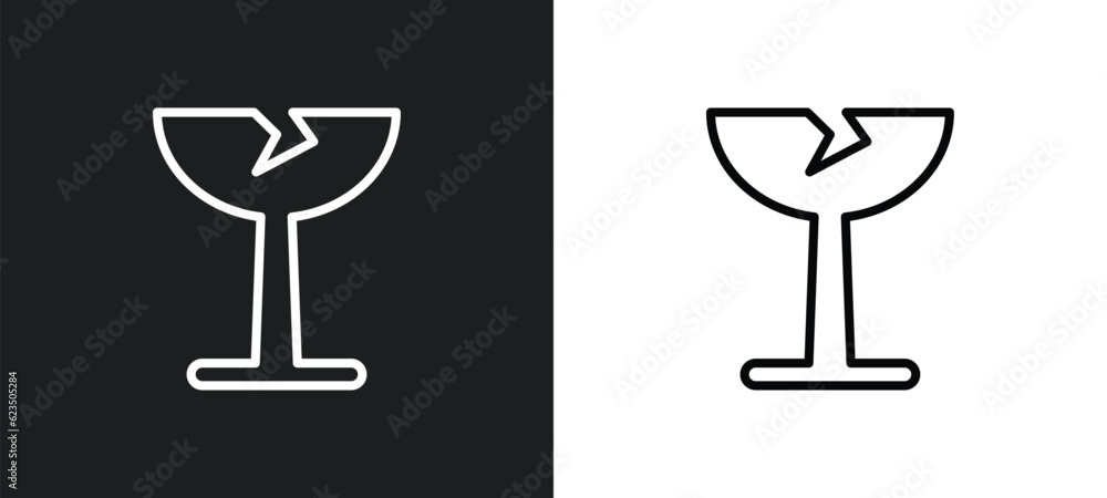 Poster breakeable icon isolated in white and black colors. breakeable outline vector icon from shapes colle