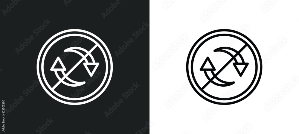 Poster non recyclable icon isolated in white and black colors. non recyclable outline vector icon from shap