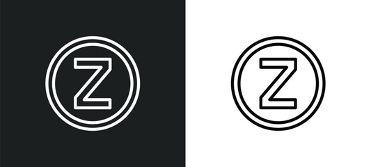 z icon isolated in white and black colors. z outline vector icon from shapes collection for web, mobile apps and ui.