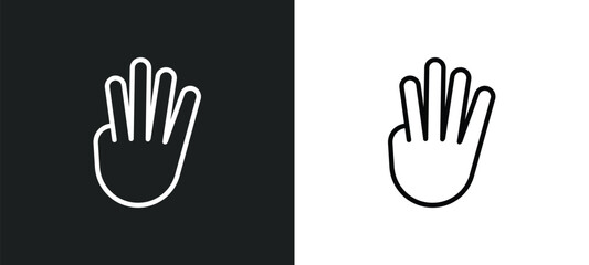 four finger in hand icon isolated in white and black colors. four finger in hand outline vector icon from shapes collection for web, mobile apps and ui.