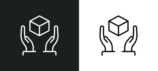 handle with care icon isolated in white and black colors. handle with care outline vector icon from shapes collection for web, mobile apps and ui.