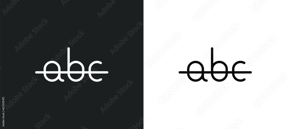 Poster strike through icon isolated in white and black colors. strike through outline vector icon from shap