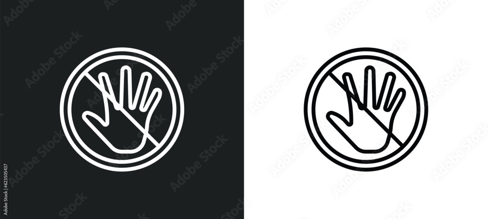 Poster no push icon isolated in white and black colors. no push outline vector icon from shapes collection 