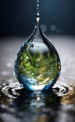 A pure water drop background, Generative AI Illustration.