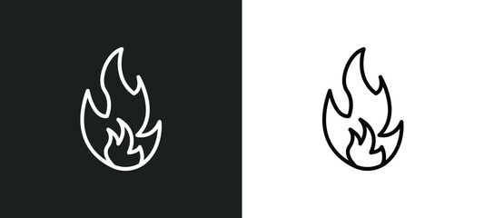 fire over line icon isolated in white and black colors. fire over line outline vector icon from shapes collection for web, mobile apps and ui.