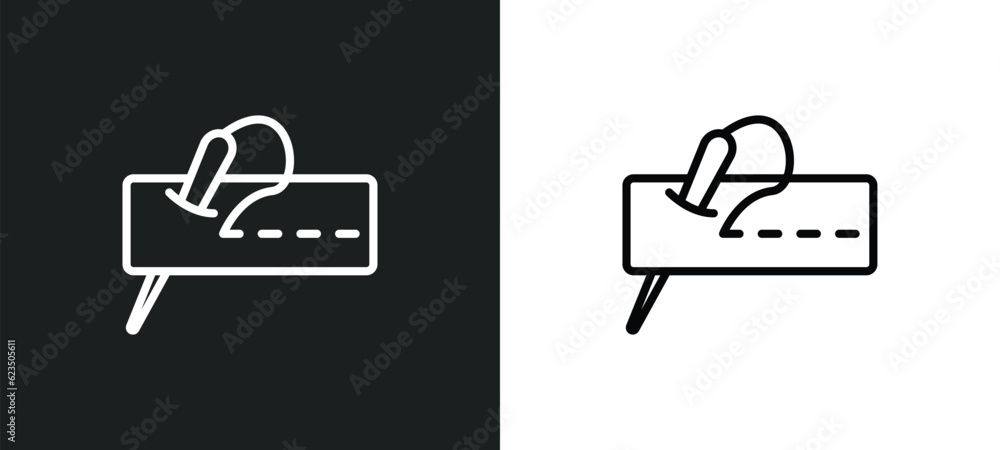 Poster running stitch icon isolated in white and black colors. running stitch outline vector icon from sew 