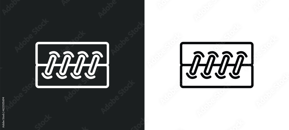 Poster seam icon isolated in white and black colors. seam outline vector icon from sew collection for web, 