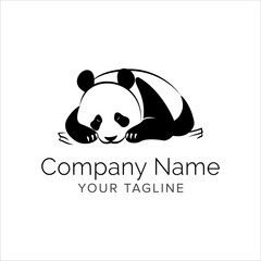 panda line art logo design. Simple modern minimalist animal logo illustration vector.
