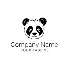 panda line art logo design. Simple modern minimalist animal logo illustration vector.