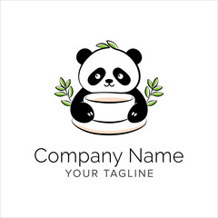 panda line art logo design. Simple modern minimalist animal logo illustration vector.
