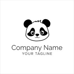 panda line art logo design. Simple modern minimalist animal logo illustration vector.