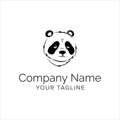 panda line art logo design. Simple modern minimalist animal logo illustration vector.