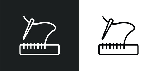 stiching icon isolated in white and black colors. stiching outline vector icon from sew collection for web, mobile apps and ui.