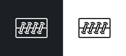 seam icon isolated in white and black colors. seam outline vector icon from sew collection for web, mobile apps and ui.