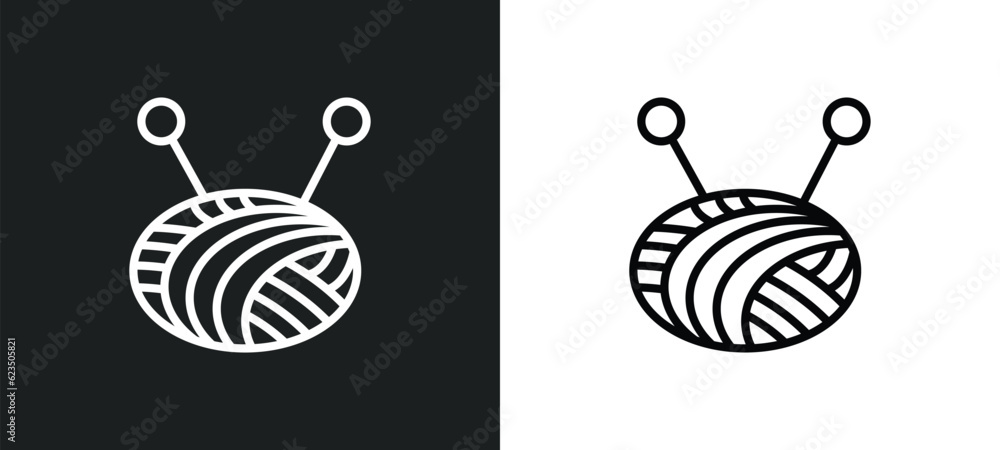 Poster ball of wool icon isolated in white and black colors. ball of wool outline vector icon from sew coll