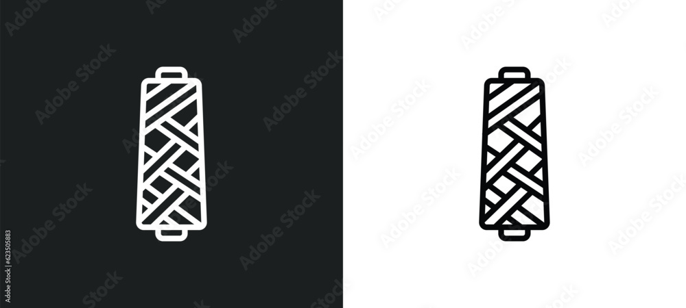 Poster spool of thread icon isolated in white and black colors. spool of thread outline vector icon from se