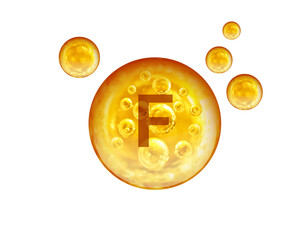 Mineral F golden balls isolated on white background
