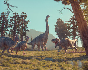 Dinosaurs in the nature