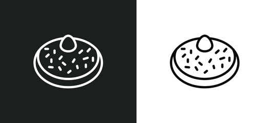 sufganiyah icon isolated in white and black colors. sufganiyah outline vector icon from religion collection for web, mobile apps and ui.