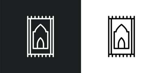 praying mat icon isolated in white and black colors. praying mat outline vector icon from religion collection for web, mobile apps and ui.
