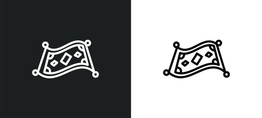 Obraz premium magic carpet icon isolated in white and black colors. magic carpet outline vector icon from religion collection for web, mobile apps and ui.