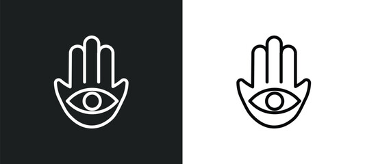 hamsa icon isolated in white and black colors. hamsa outline vector icon from religion collection for web, mobile apps and ui.