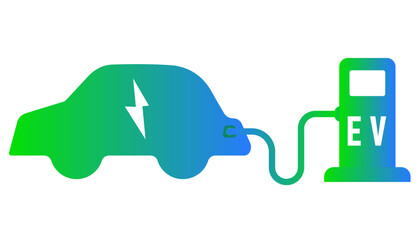 Vector simple illustration of a charging electric car model.