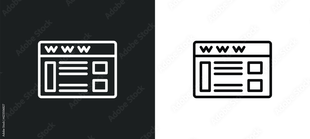 Poster web page icon isolated in white and black colors. web page outline vector icon from programming coll