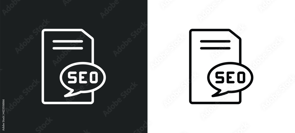 Poster seo report icon isolated in white and black colors. seo report outline vector icon from programming 