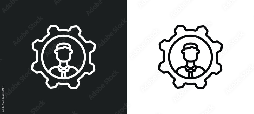 Poster seo management icon isolated in white and black colors. seo management outline vector icon from prog