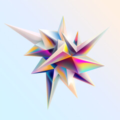3D Abstract polygonal iridescent shapes for poster design. Colorful background of gradient vector crystals.