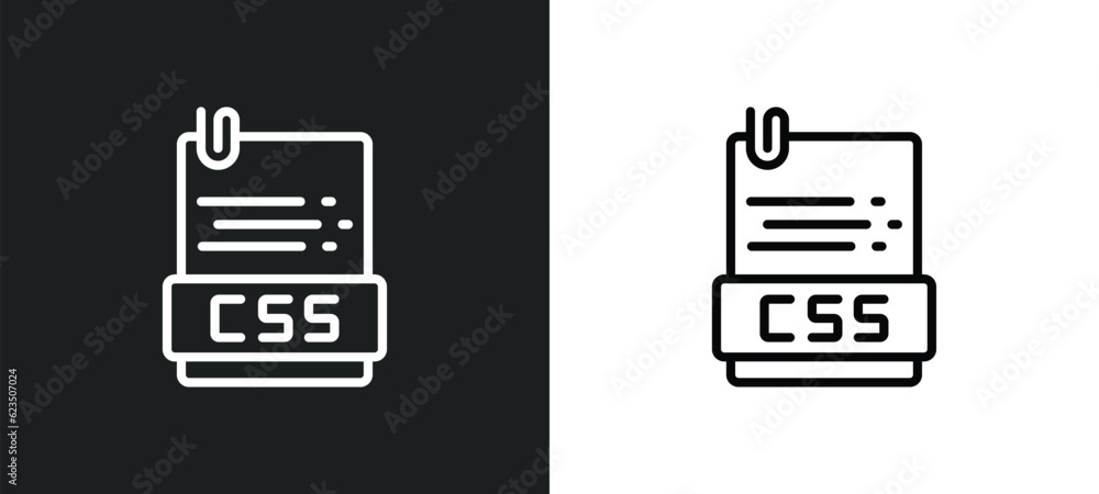 Poster css file format icon isolated in white and black colors. css file format outline vector icon from pr