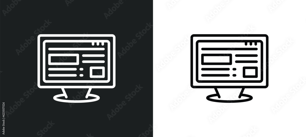 Poster adaptive layout icon isolated in white and black colors. adaptive layout outline vector icon from pr