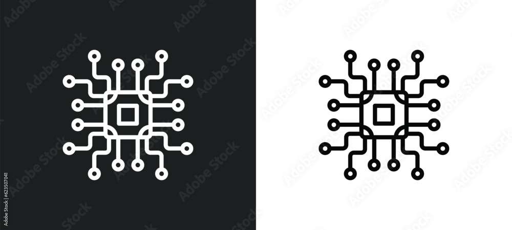 Poster microchip icon isolated in white and black colors. microchip outline vector icon from programming co