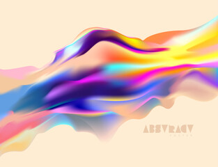 Abstract liquid holographic gradient shape. 3D Vector design element.