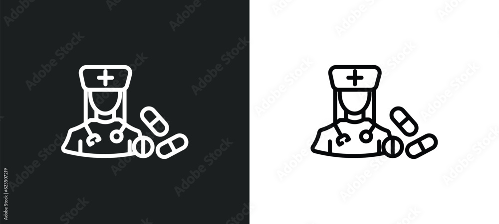 Poster pharist icon isolated in white and black colors. pharist outline vector icon from professions collec