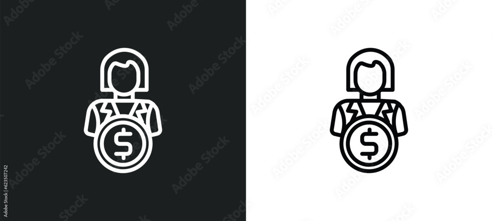Poster financial manager icon isolated in white and black colors. financial manager outline vector icon fro