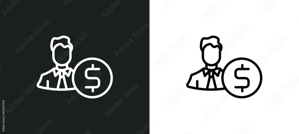 Poster accountant icon isolated in white and black colors. accountant outline vector icon from professions 