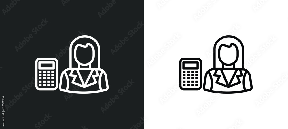 Poster mathematician icon isolated in white and black colors. mathematician outline vector icon from profes