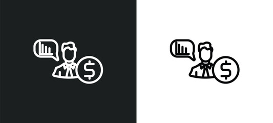 financial advisor icon isolated in white and black colors. financial advisor outline vector icon from professions collection for web, mobile apps and ui.