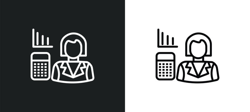 actuary icon isolated in white and black colors. actuary outline vector icon from professions collection for web, mobile apps and ui.