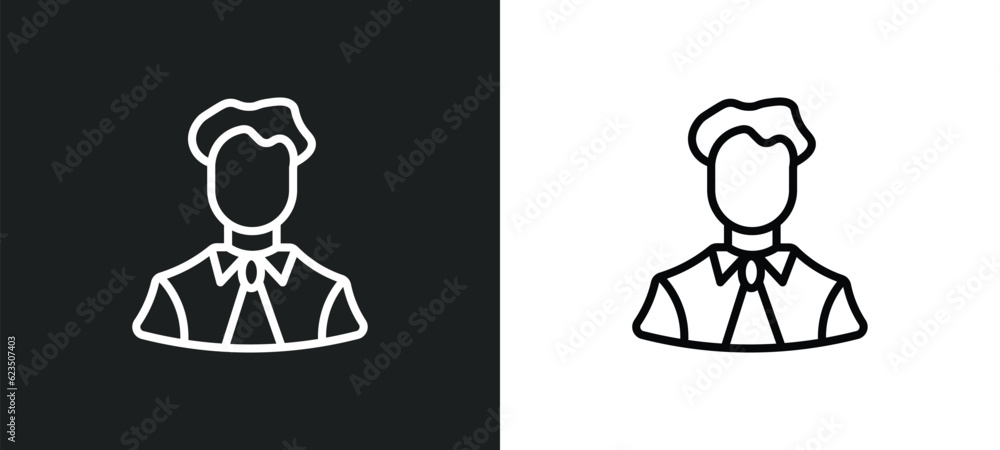 Poster office worker icon isolated in white and black colors. office worker outline vector icon from profes