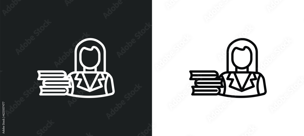 Poster librarian icon isolated in white and black colors. librarian outline vector icon from professions co